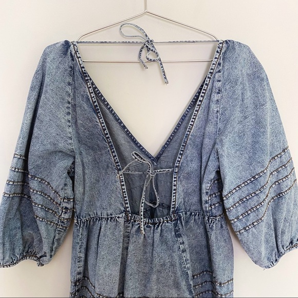 Free People Sweet Surrender Denim Mini Dress | New Without Tag - Picture 11 of 13